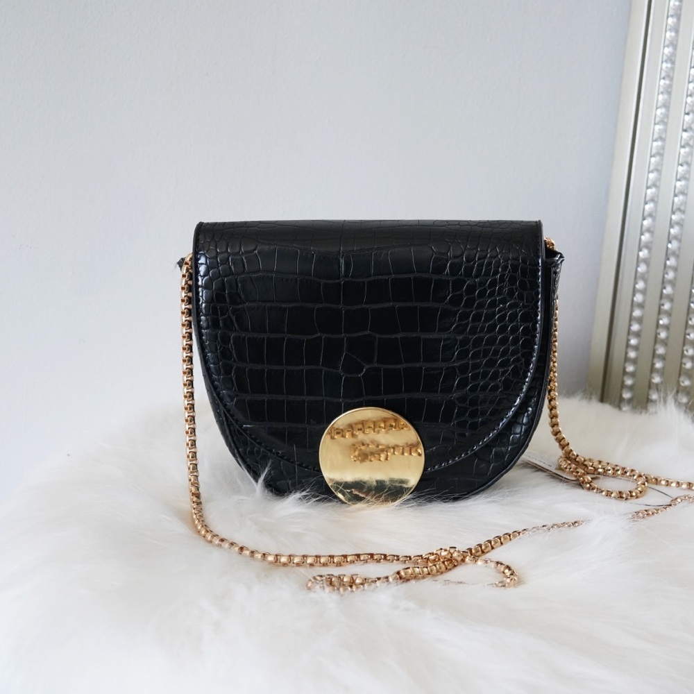 Black Textured Mini Clutch Bag